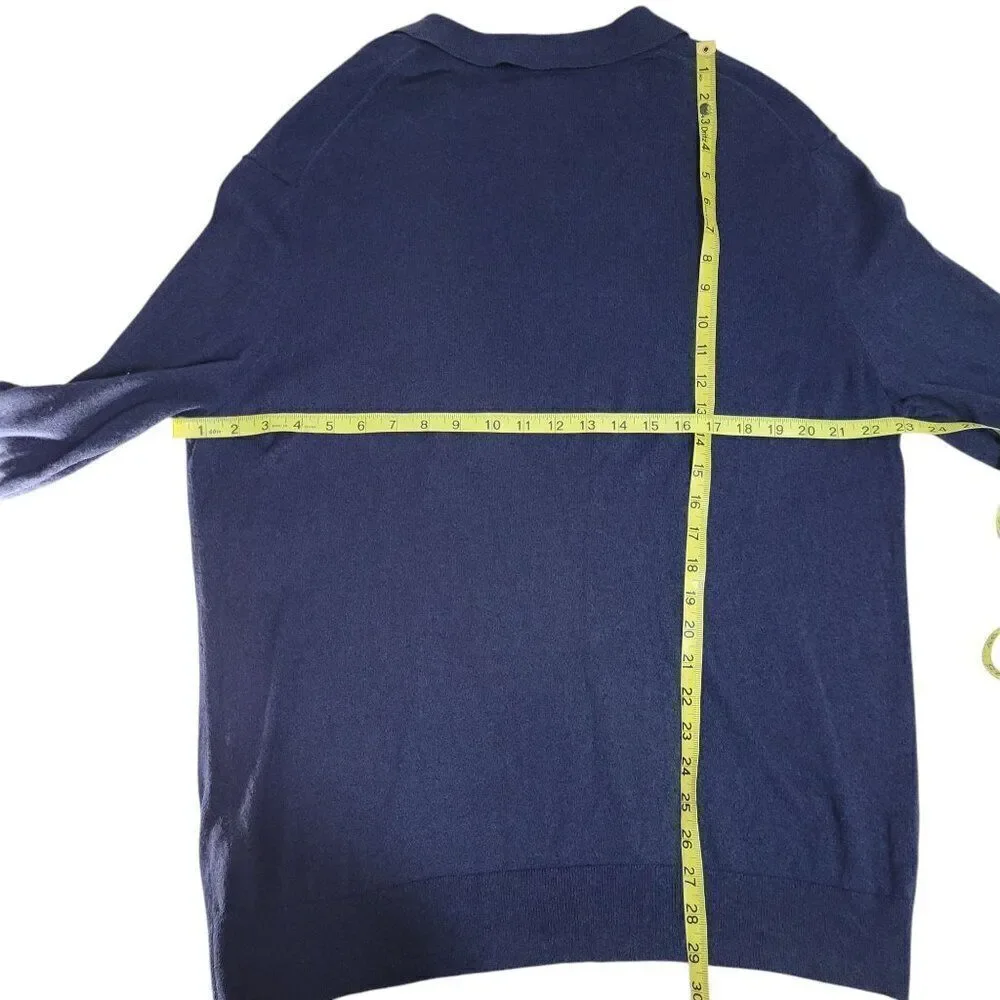 Banana Republic Sweater Mens Size XL‎ Silk Cotton Cashmere Blend Blue Pullover